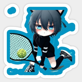 Black Cat Tennis Sticker